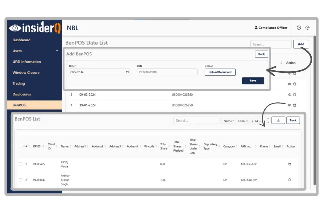 SEBI-compliant BenPOS reporting using structured digital database (SDD) software